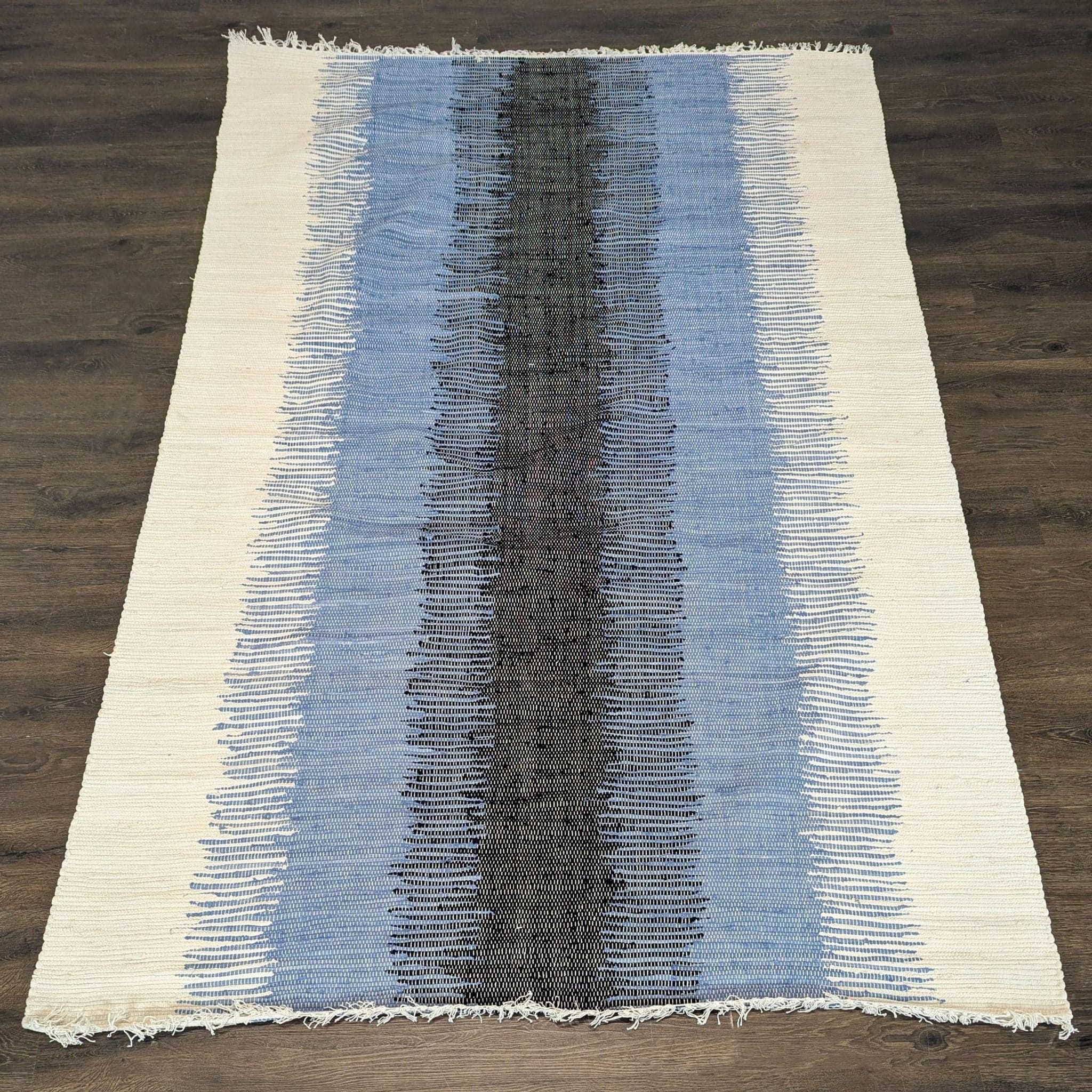 Safavieh Montauk 9’x6’ Blue and Black Hand-Woven Area Rug, Modern Striped Design