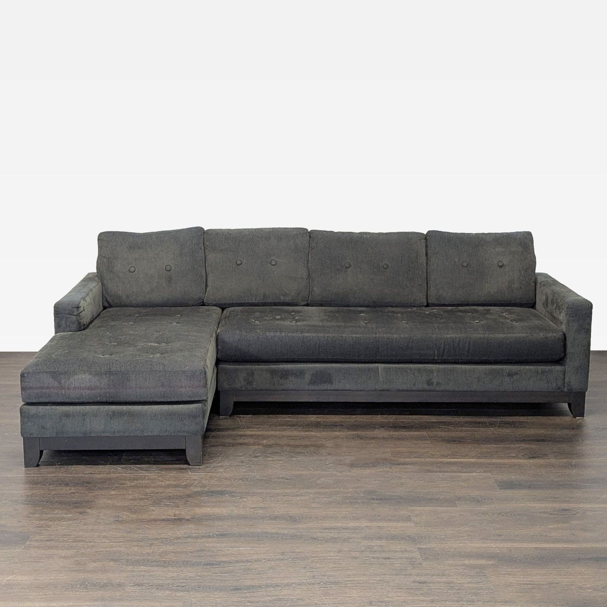 Upholstery Arts Modern Dark Green Sectional Sofa with Chaise