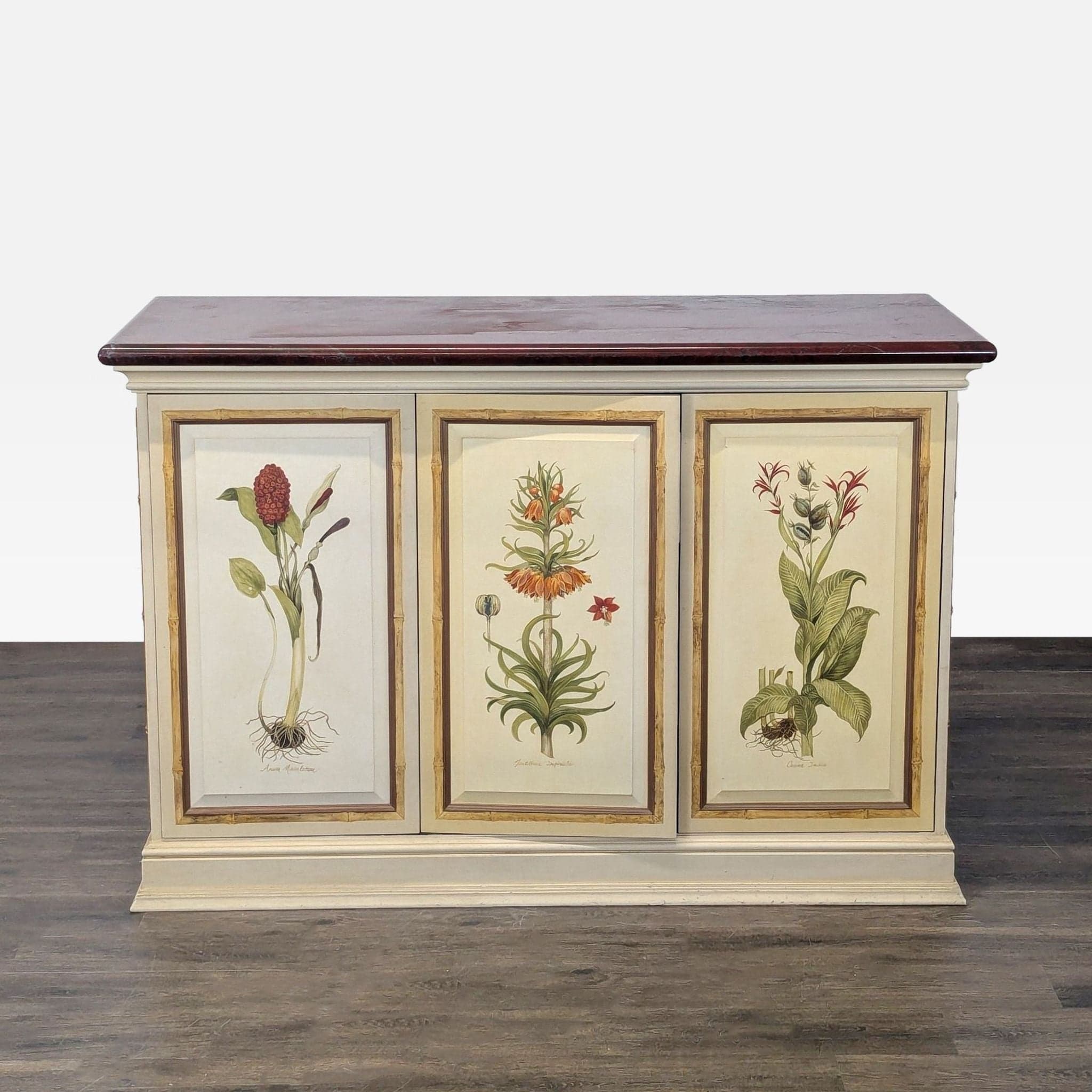 Botanical Hand Painted Media Cabinet