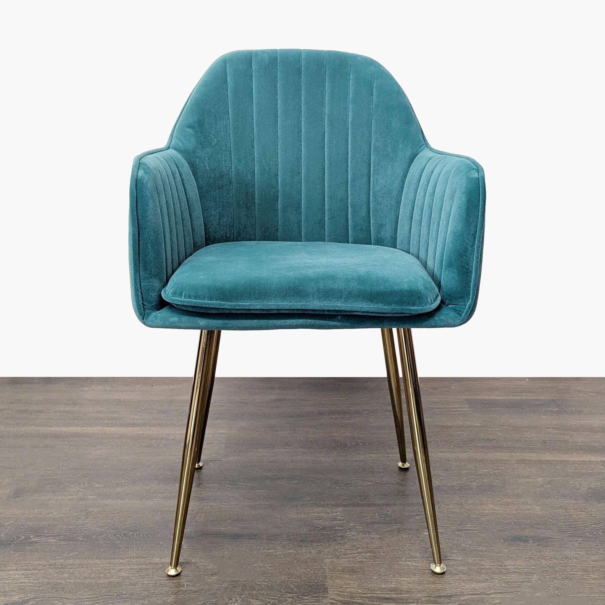 Modern Teal Velvet Lounge Chair with Gold Legs