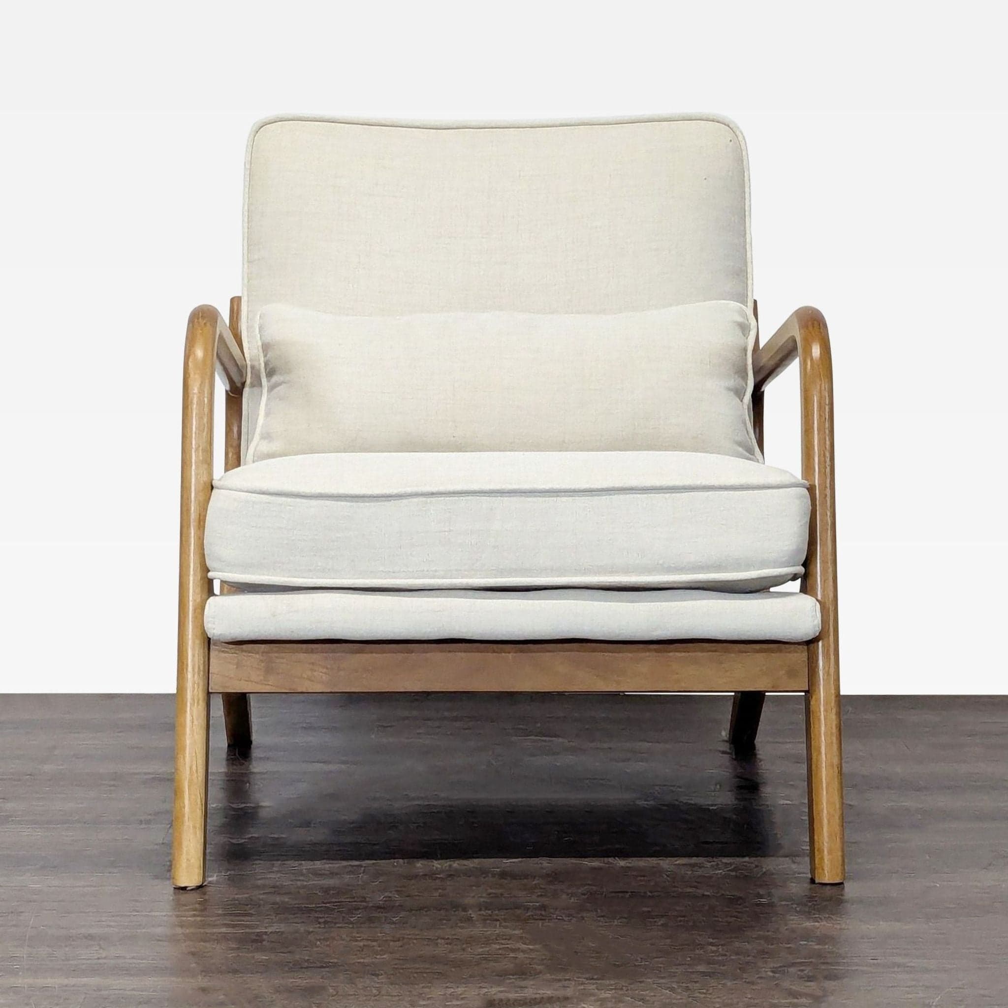 George Oliver Lounge Chair with Light Wood Frame and Cream Cushions