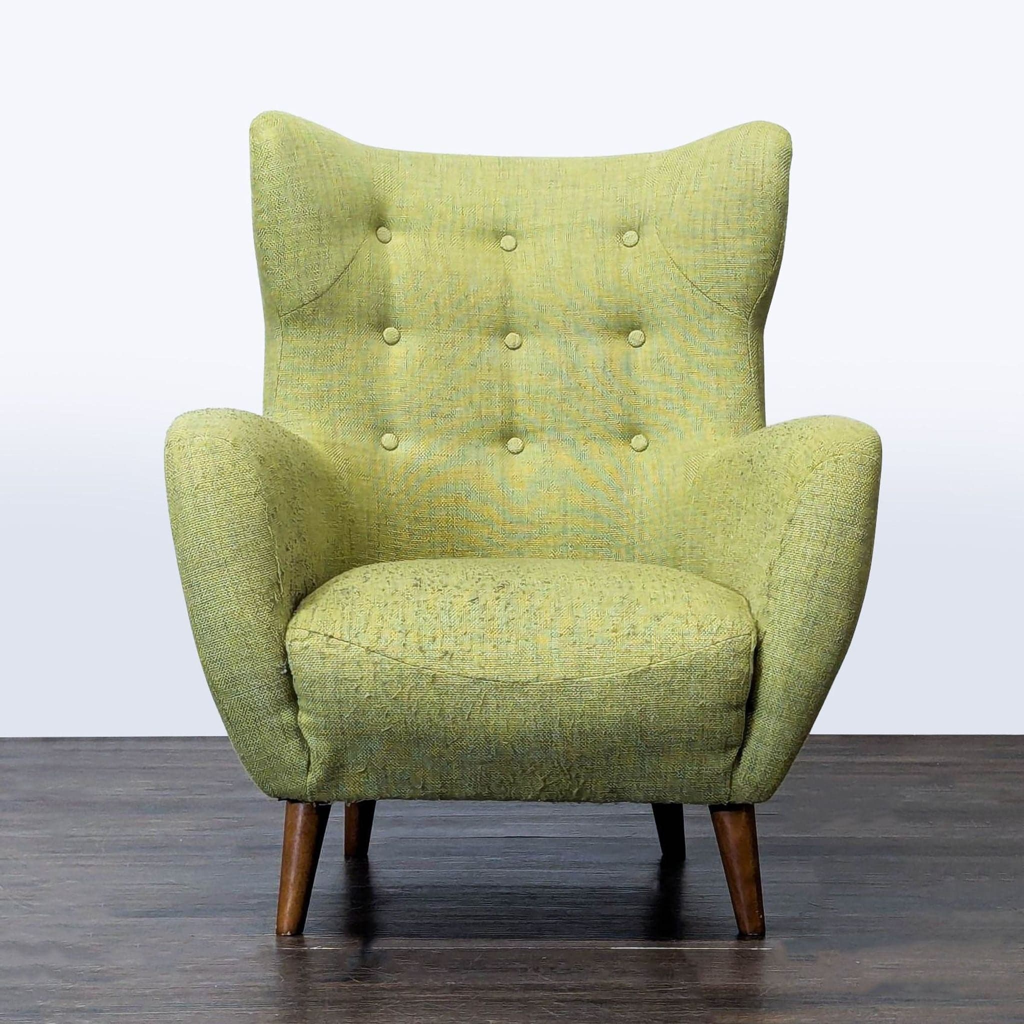 Article Mod Mid-Century Modern Green Lounge Chair with Wooden Legs