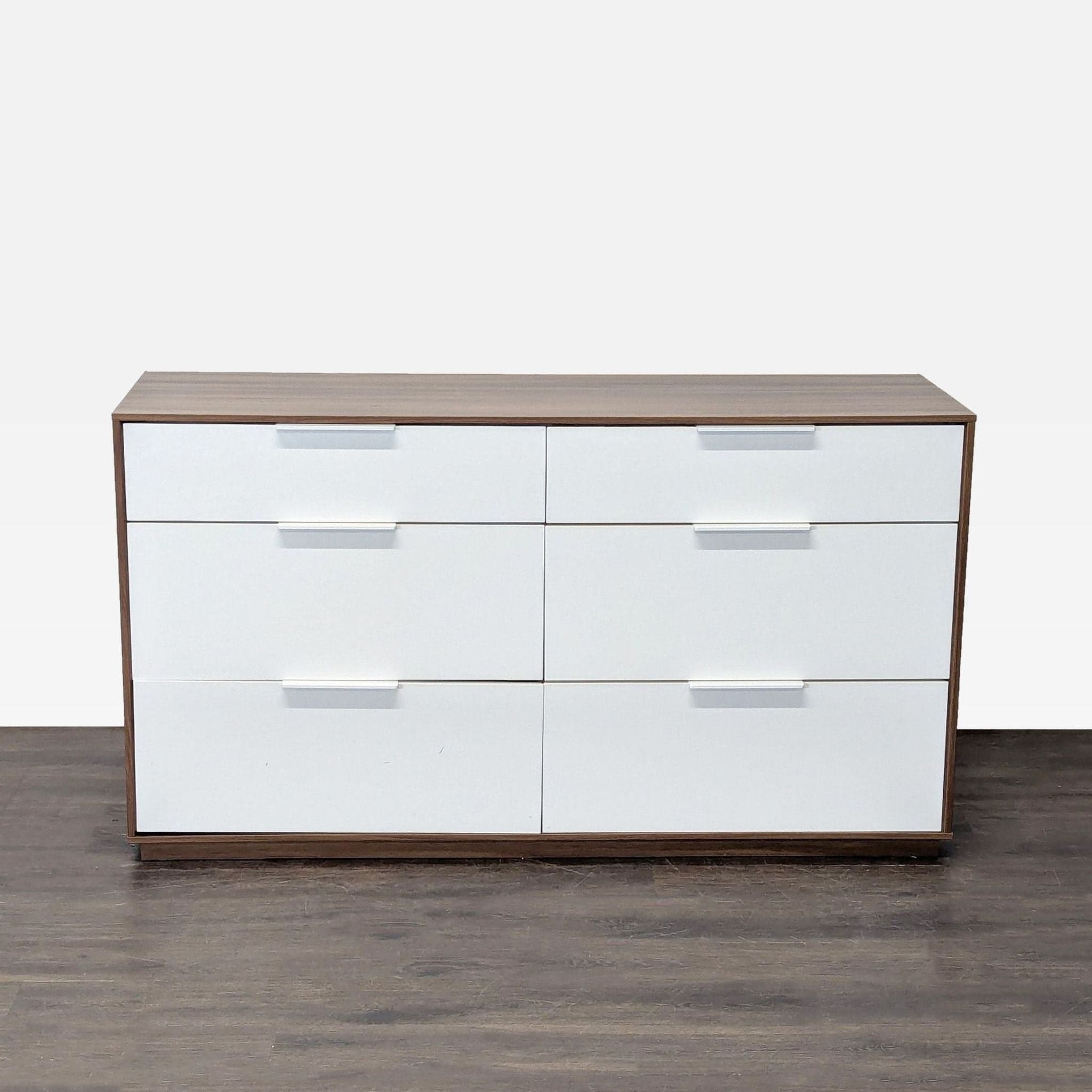 Ikea Modern 6-Drawer Dresser, Walnut and White Finish