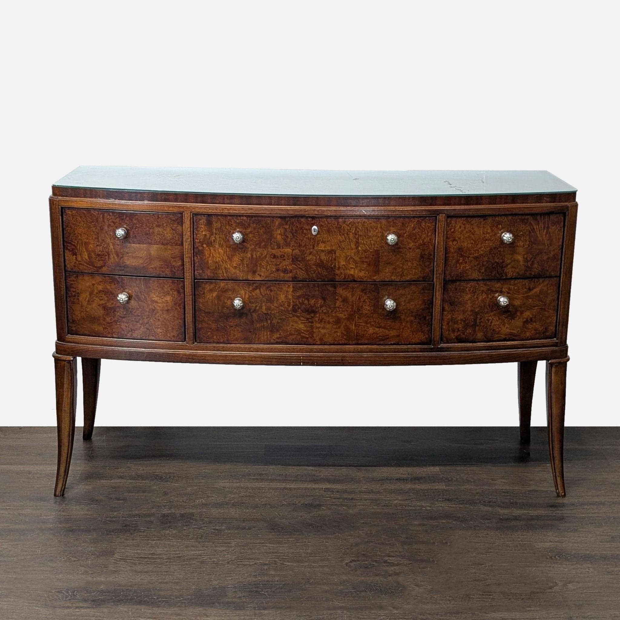 Thomasville Bow Front Burl Veneer Sideboard Buffet