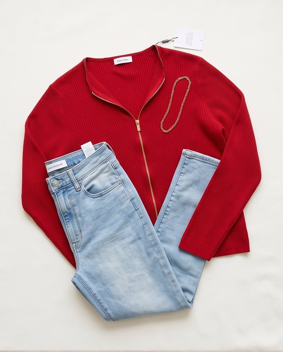 Calvin Klein jeans and Calvin Klein ribbed zipper sweater