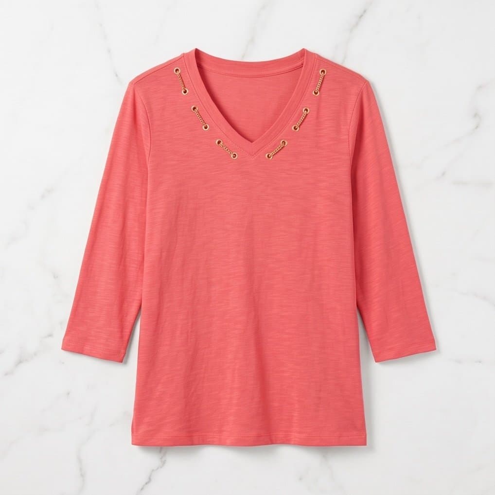 Chico’s woman coral three-quarter sleeve top