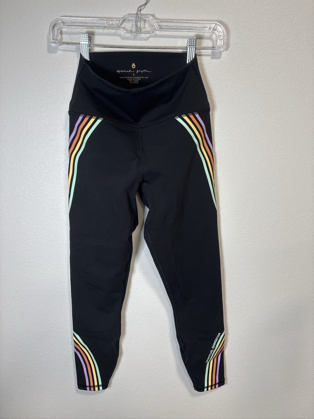 Spiritual Gangster Intent Rainbow Stripe High Waisted 7/8 Leggings Small