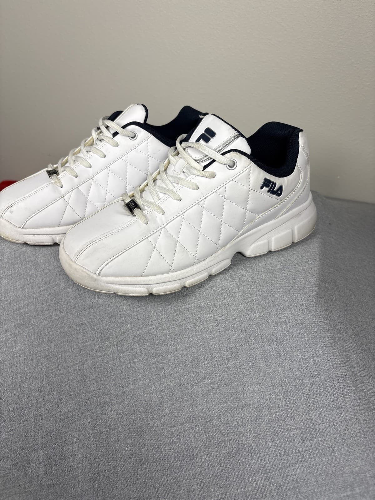 FILA Fulcrum 3 Mens White Navy Athletic Sneakers Low Lace Up Shoes 9