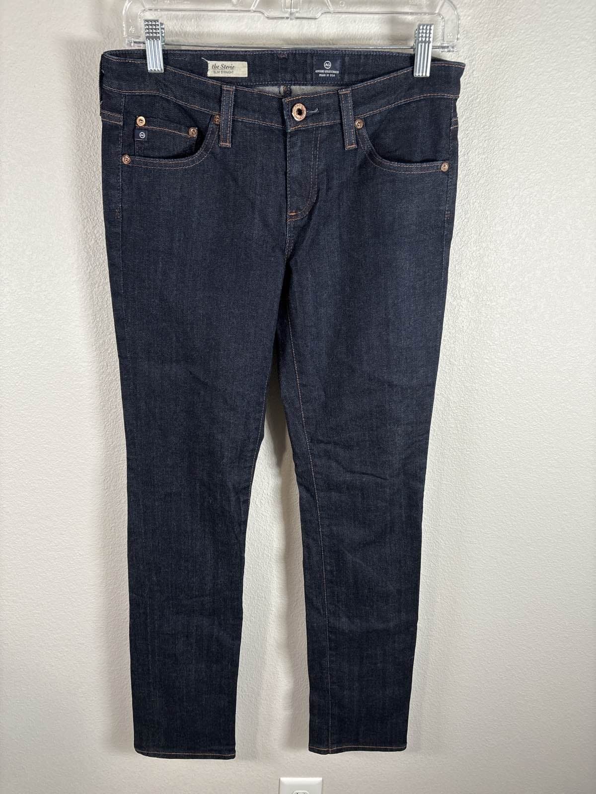 AG Adriano Goldschmied Stevie Slim Straight Womens Dark Wash Jeans 28R