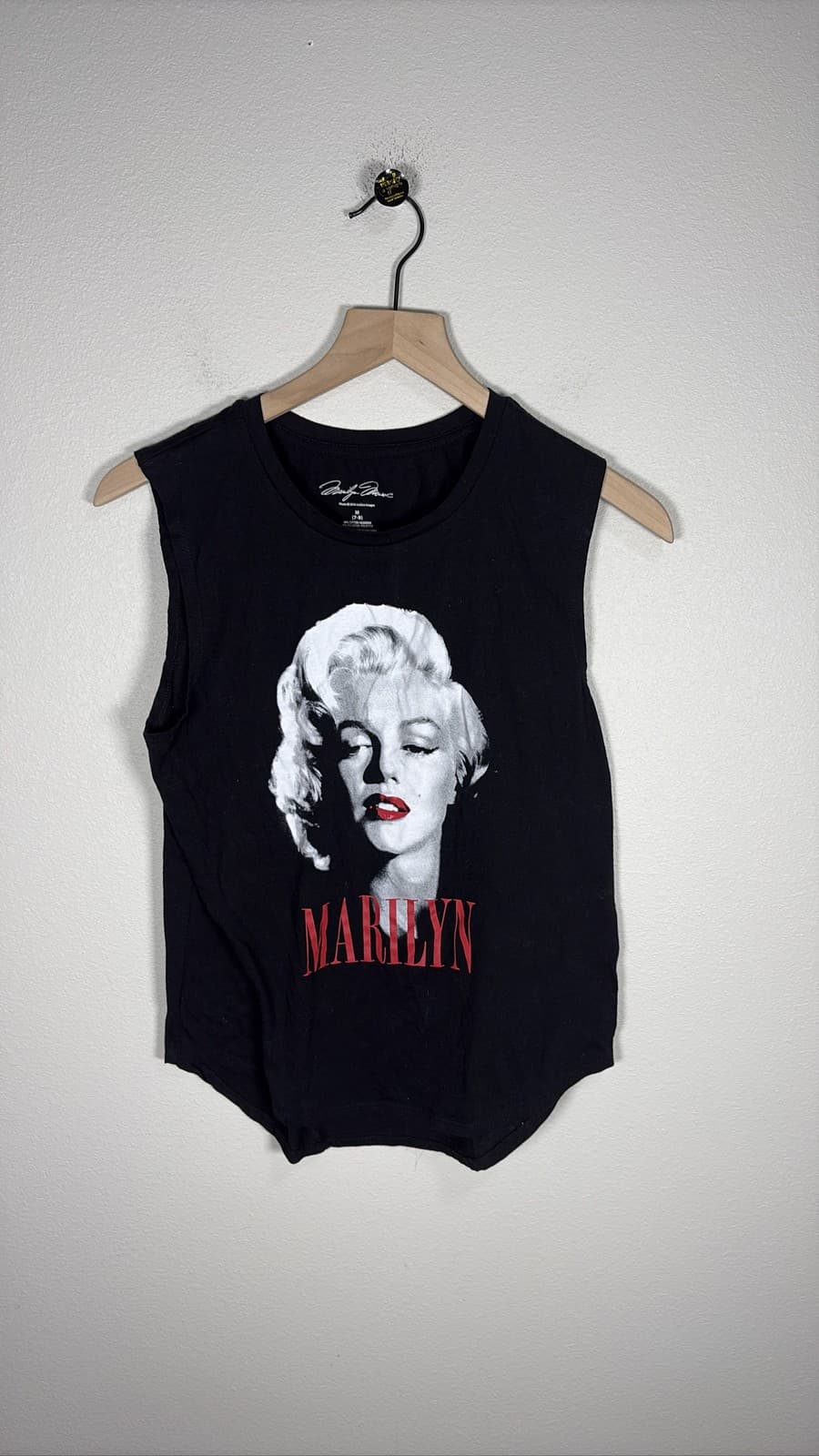 Marilyn Monroe Graphic Tank Top Black Muscle Tee Shirt Women Size M