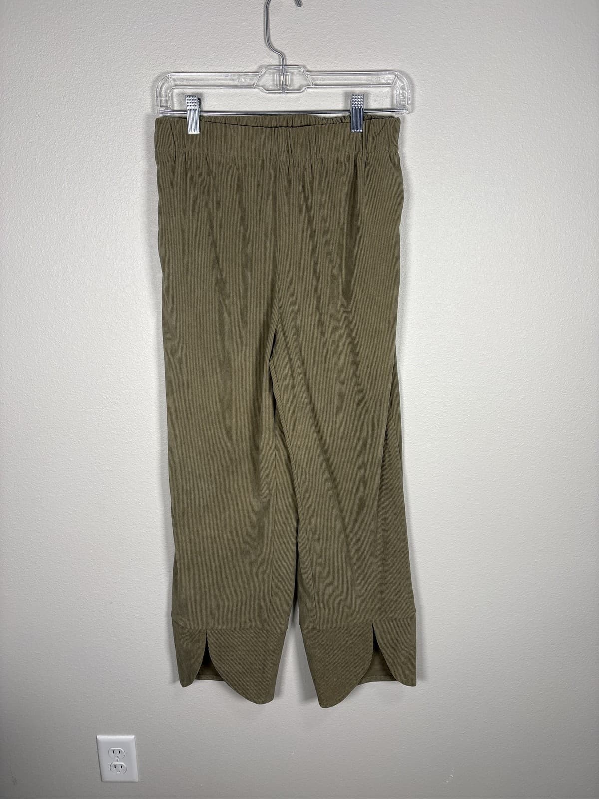 Emery Rose Womens Beige Corduroy Elastic Waist Pants Size Large L