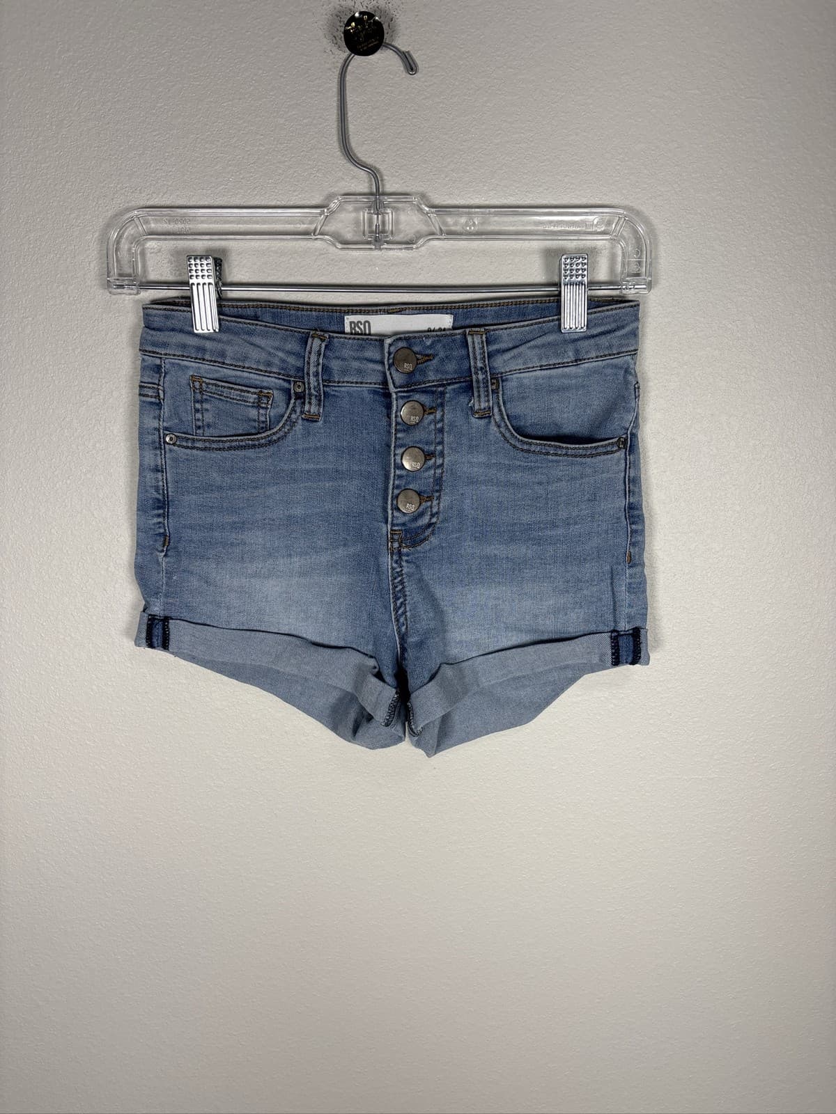 RSQ Womens Sunset High Rise Cuffed Denim Shorts Light Blue Size 0 24