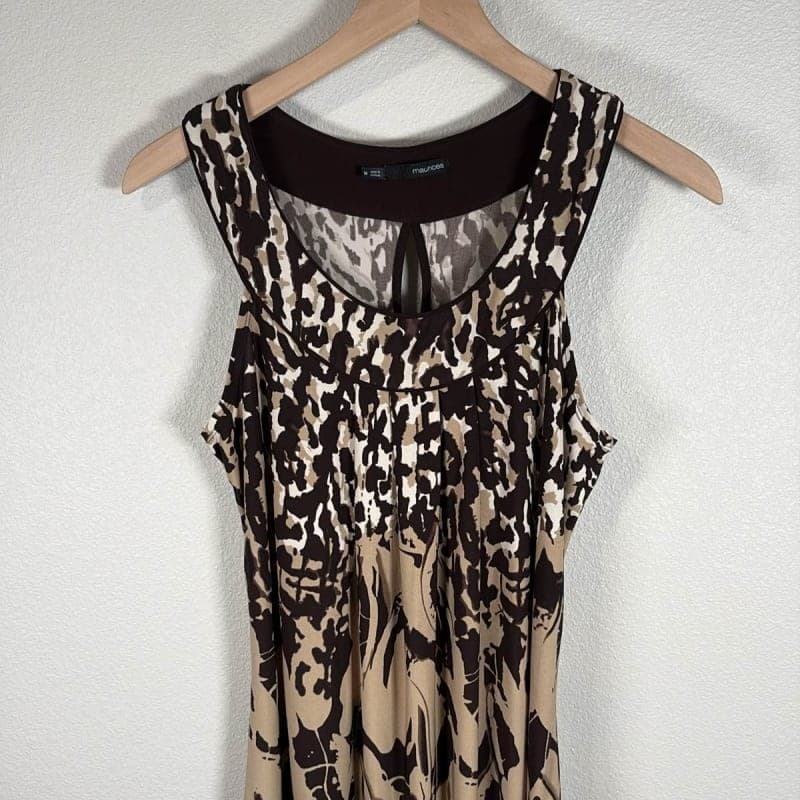 Maurices Women's M Animal Print Sleeveless Blouse Brown Beige