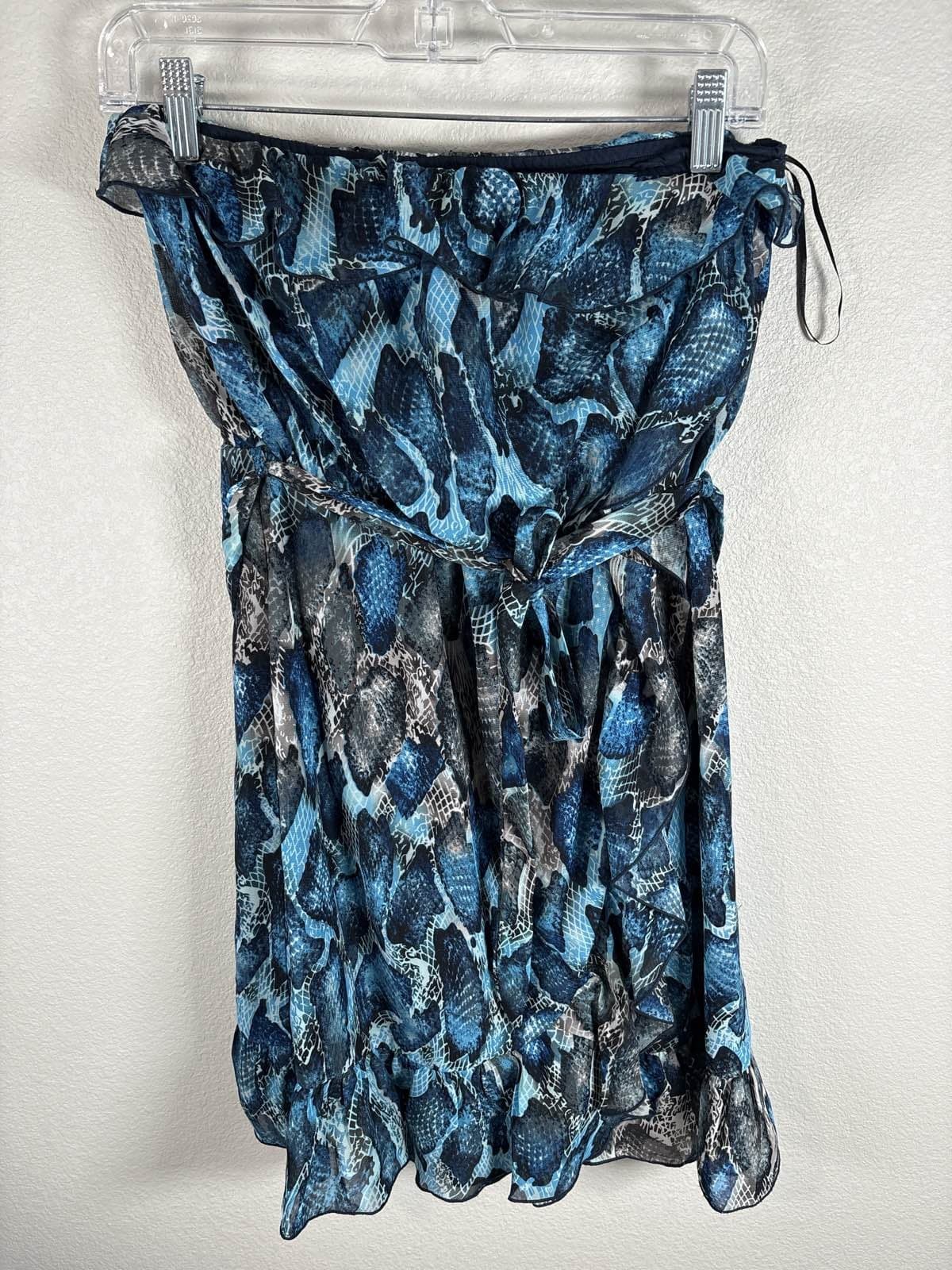 Apricot Lane Collection Women's M Blue Abstract Print Pleated Tube top