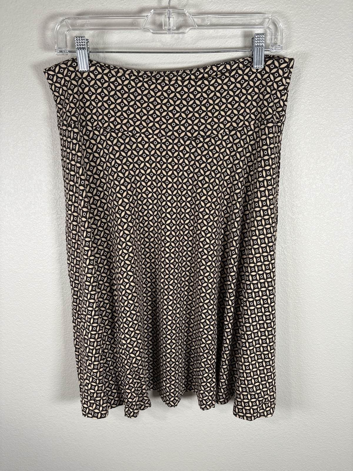 New York & Co. Womens Black Beige Geometric Pull On Midi Skirt M