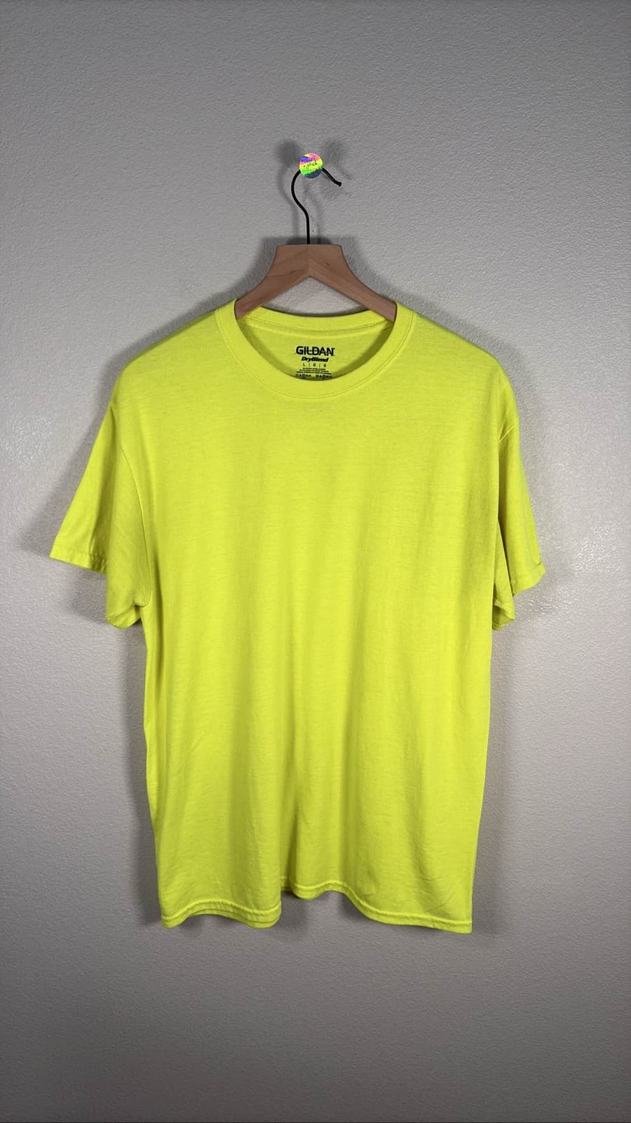 Gildan DryBlend Men's T-Shirt Short Sleeve Neon Yellow Crew Neck Tee 8000 L