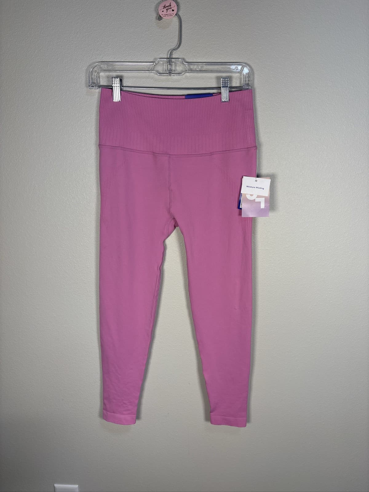 JoyLab High-Rise Seamless Ribbed 7/8 Leggings Pink Medium Womens
