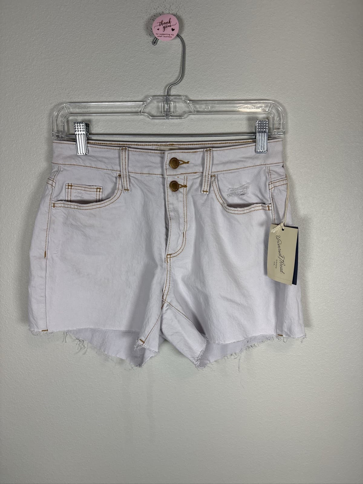 Universal Thread Women White High Rise Denim Curvy Midi Shorts Size 6