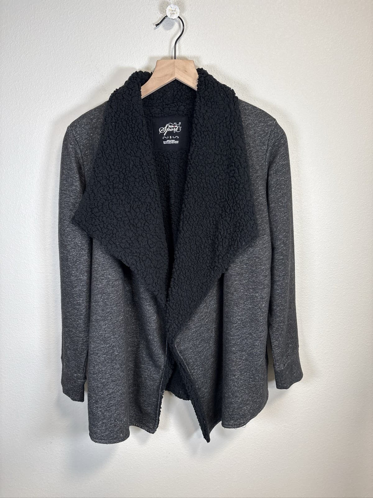 Style & Co Sport Women's Black Fleece Jacket Full Zip Sherpa S