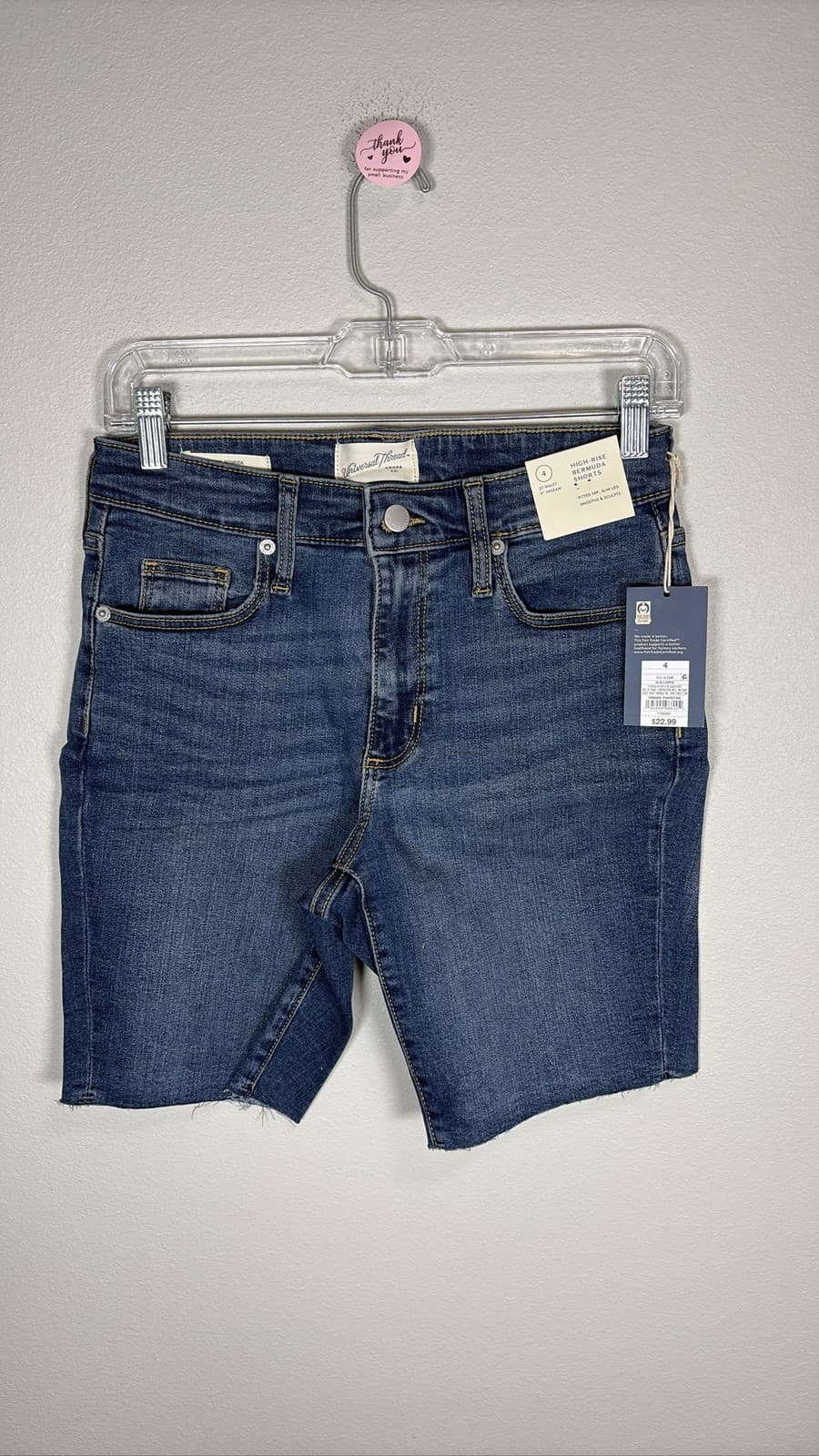 Universal Thread High-Rise Bermuda Denim Shorts Size 4 Blue Raw Hem