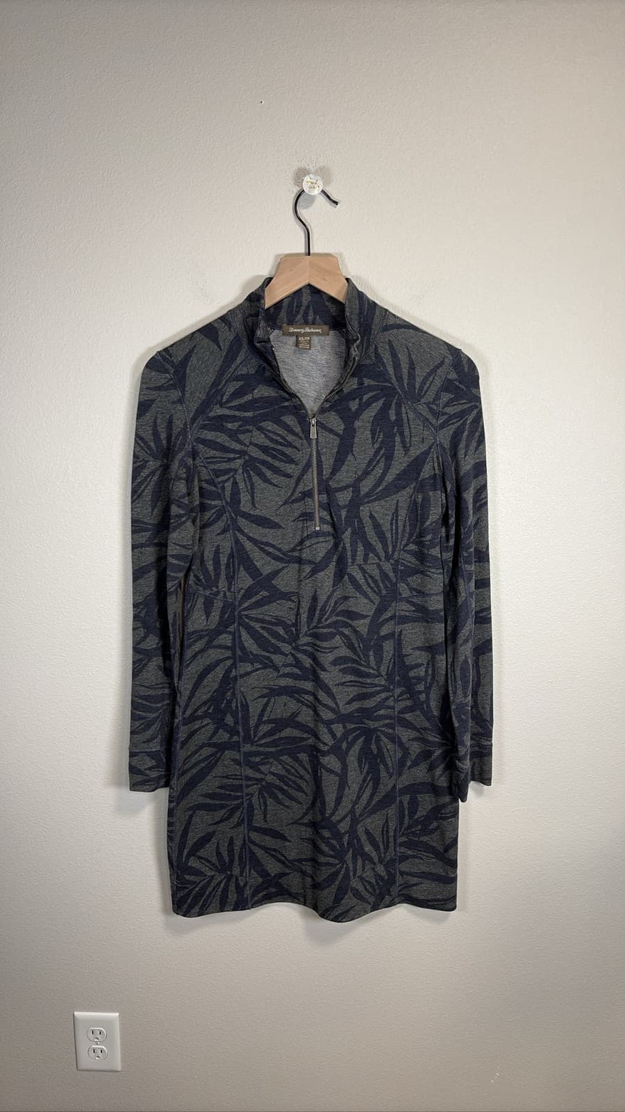 Tommy Bahama Womens Gray Blue Palm Leaf Tunic Dress XS