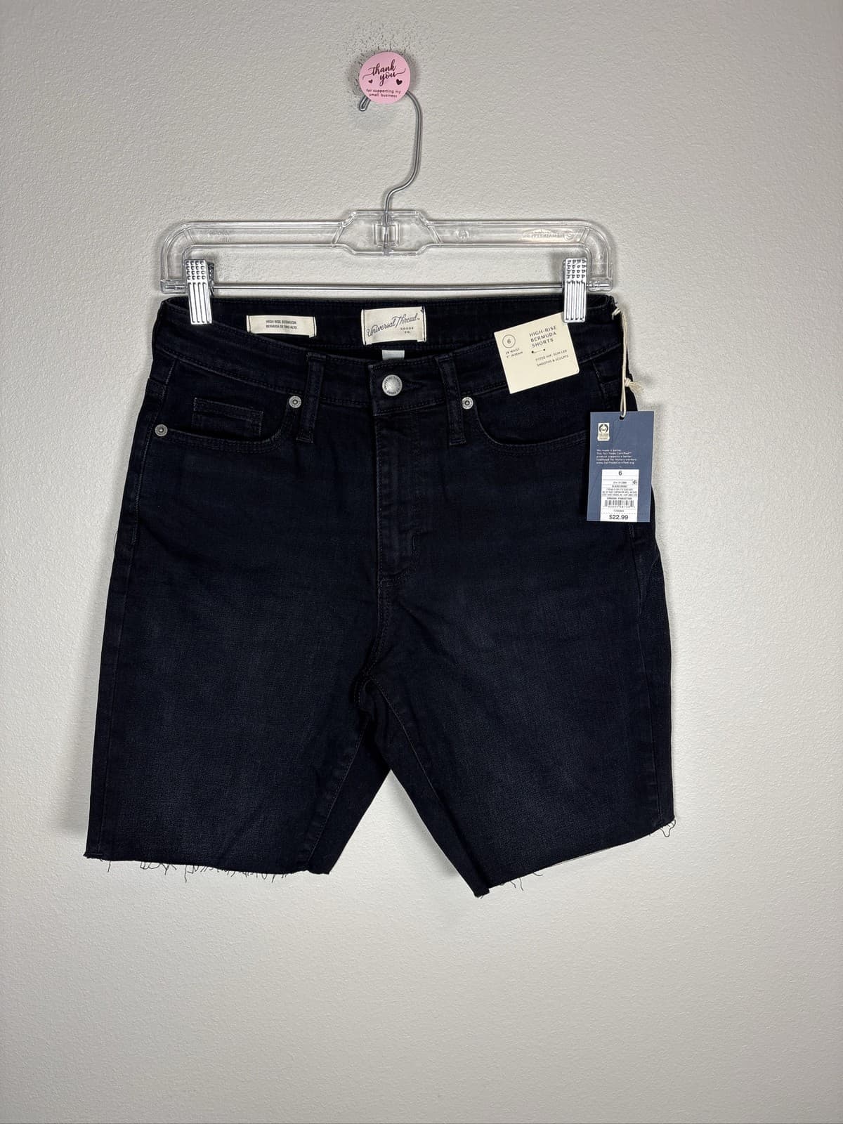 Universal Thread Women High-Rise Bermuda Shorts Black Denim Size 6 28