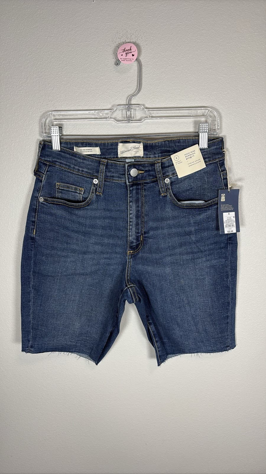 Universal Thread High Rise Bermuda Denim Shorts Blue Women Size 8