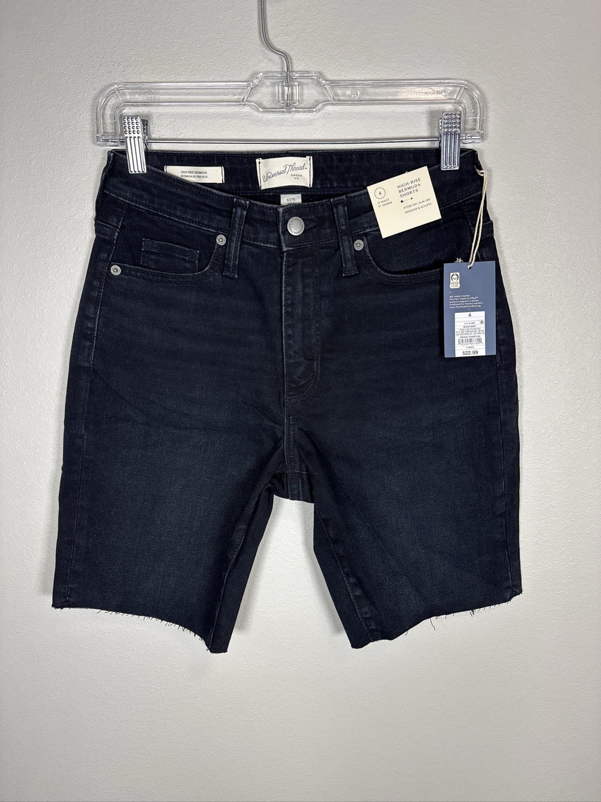 Universal Thread Womens High Rise Bermuda Shorts Black Denim Size 4 27