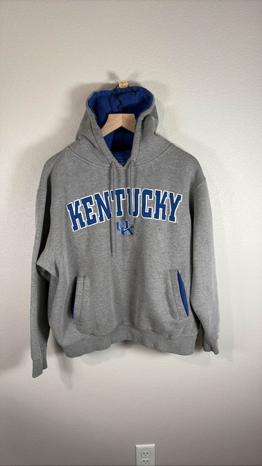 Kentucky Wildcats Hoodie Mens Gray Blue Pullover Sweatshirt UK College L