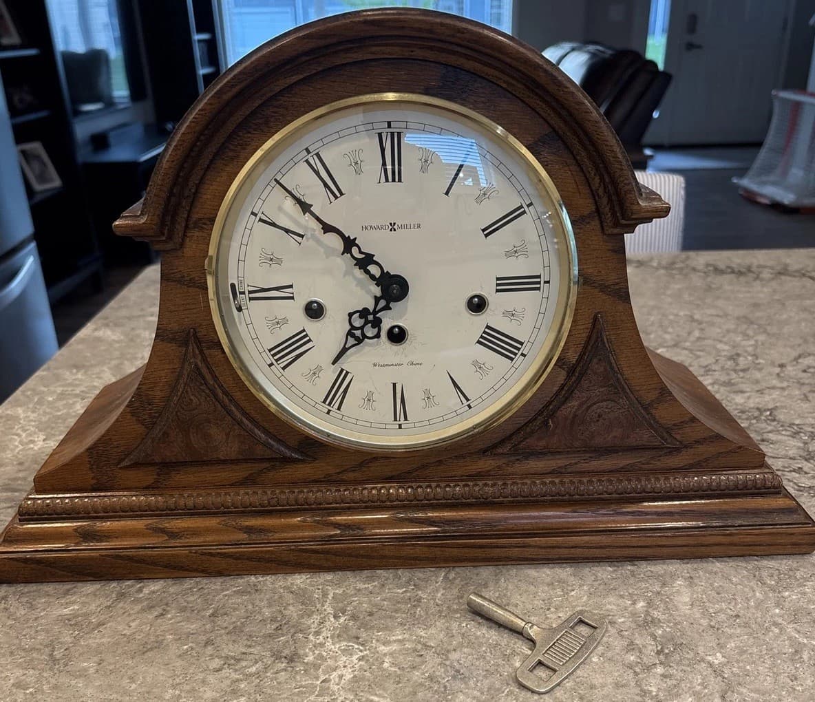 Howard Miller 613-102 Worthington Oak Mantel Clock Mechanical Westminster Chime