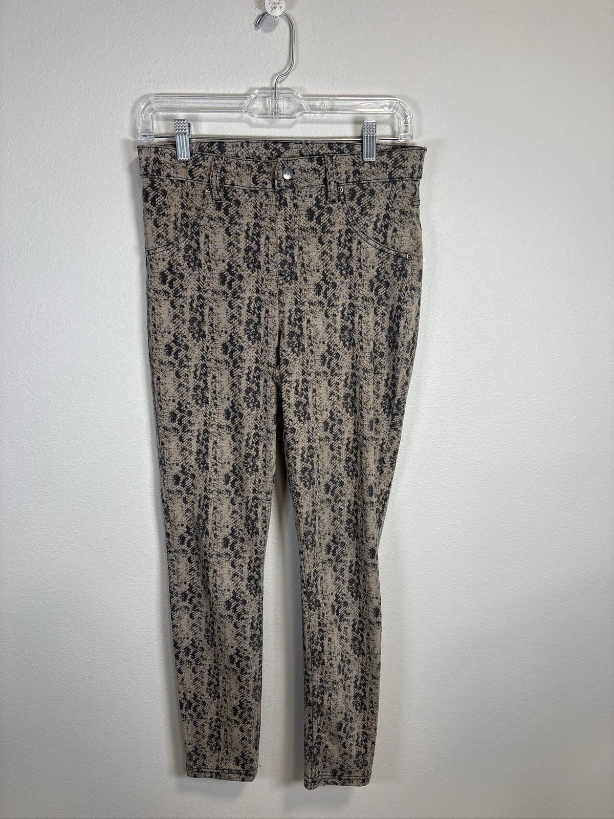 HUE Python Snake Leggings Womens Taupe Black Pull On Size M