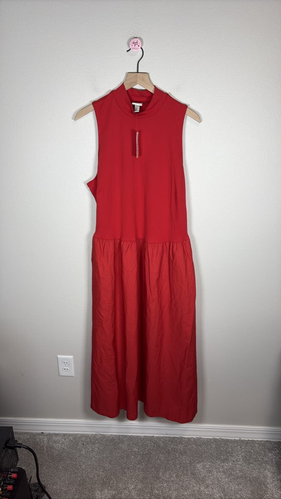 A New Day Women Red Sleeveless Mock Neck Drop Waist Maxi Dress XXL