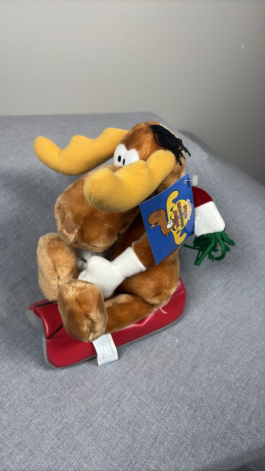 Bullwinkle Moose On Sled Plush Rocky & Bullwinkle Toy Network 2001