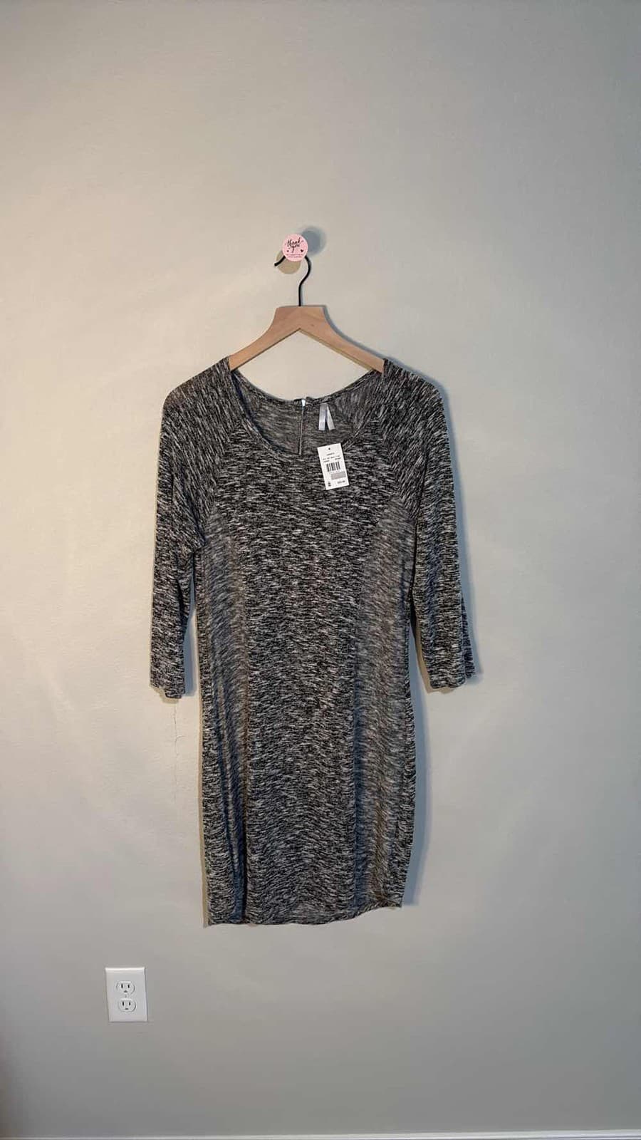 VANITY Womens Gray Black Knit Long Sleeve Mini Dress Zipper Back Sz M