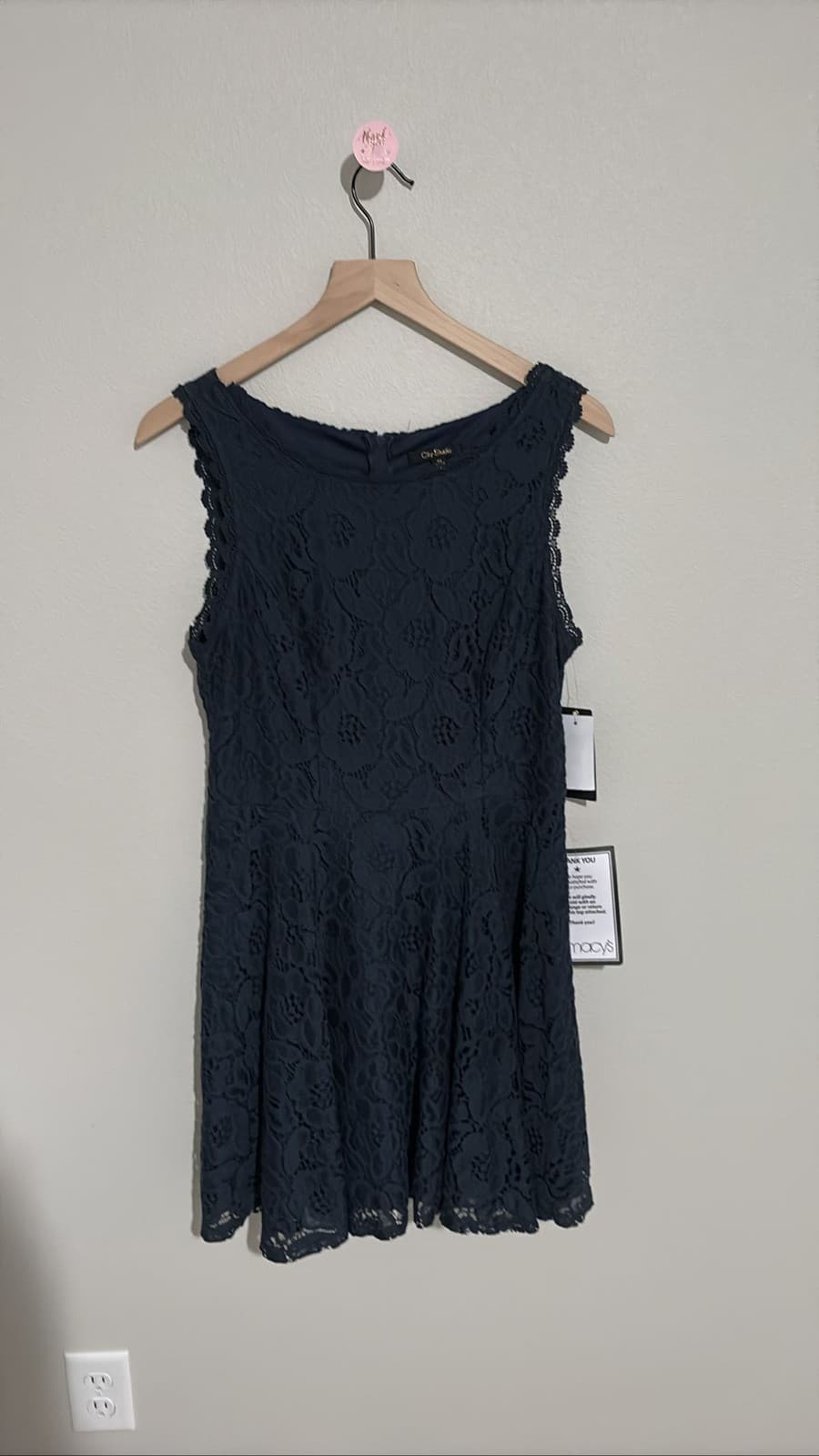City Studio Junior's Navy Blue Lace Fit & Flare Sleeveless Mini Dress size 13