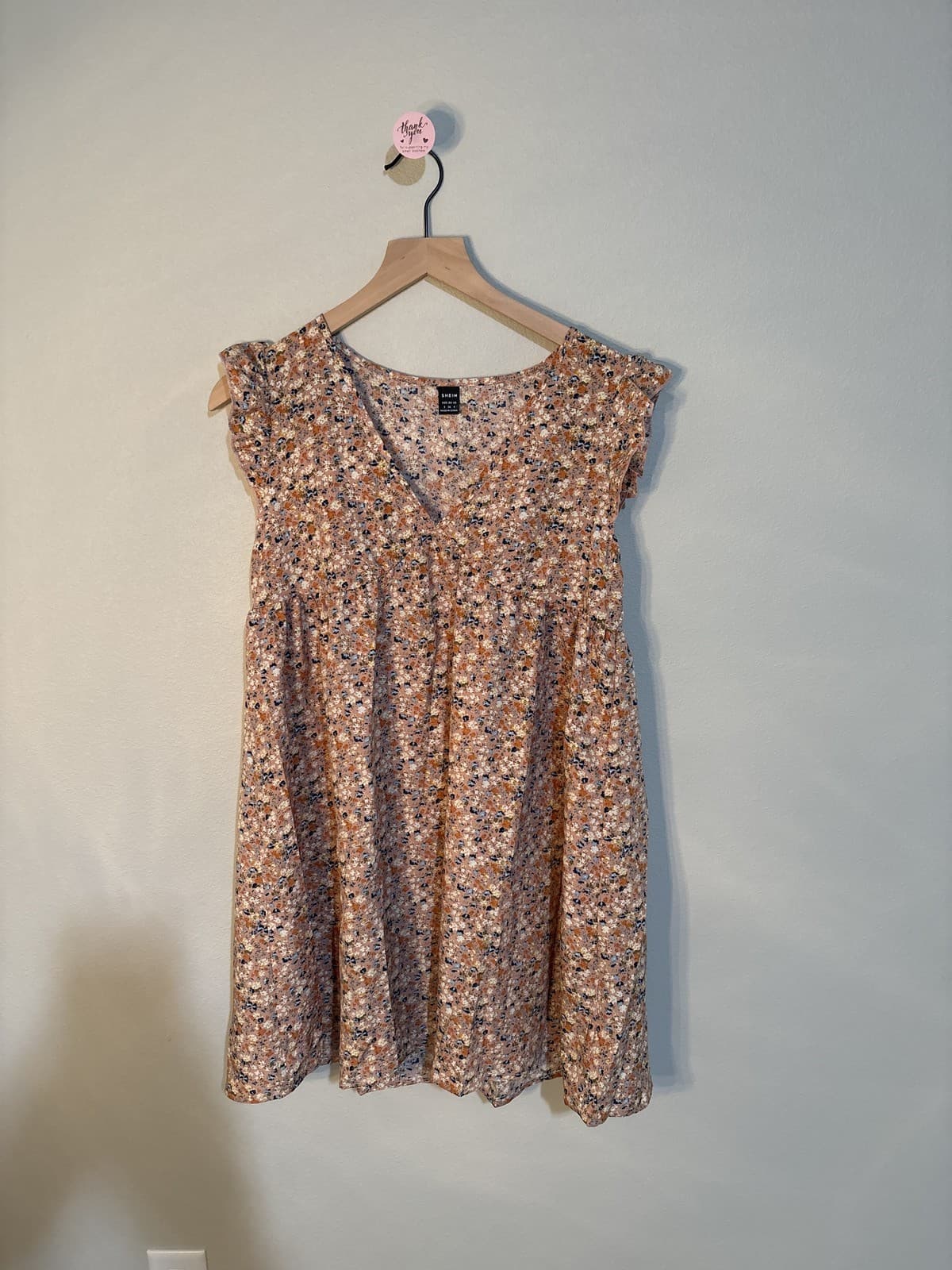 SHEIN Floral V-Neck Short Sleeve Dress Women's S 4 Pink Ditsy