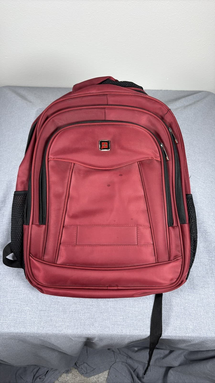 Swiss Gear Maroon Red Multi Pocket Laptop Backpack Travel School Bag