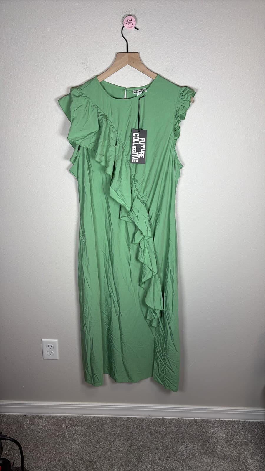 Future Collective Jenee Naylor Women Green Ruffle Ankle Length Dress XXL