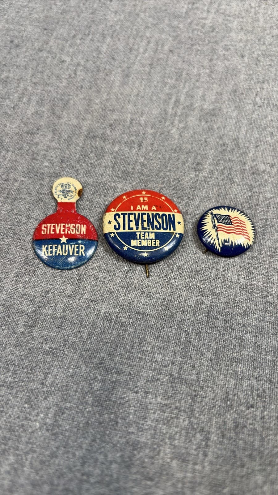 1956 Stevenson Kefauver Political Campaign Pinback Lot of 3