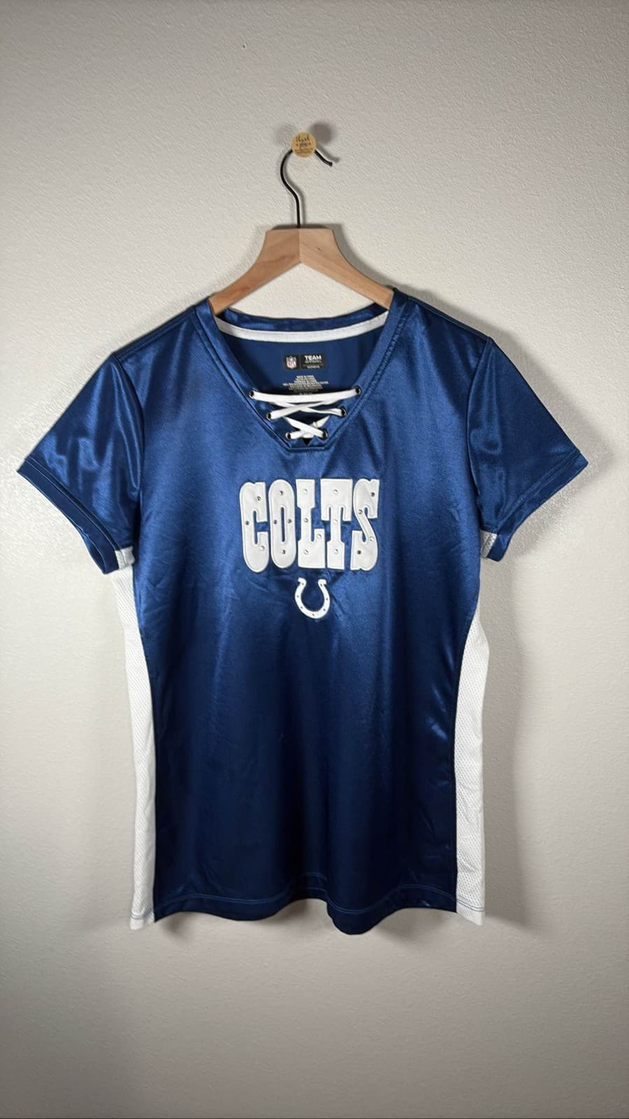 NFL Team Apparel Indianapolis Colts Women's Blue Lace Up Jersey XL