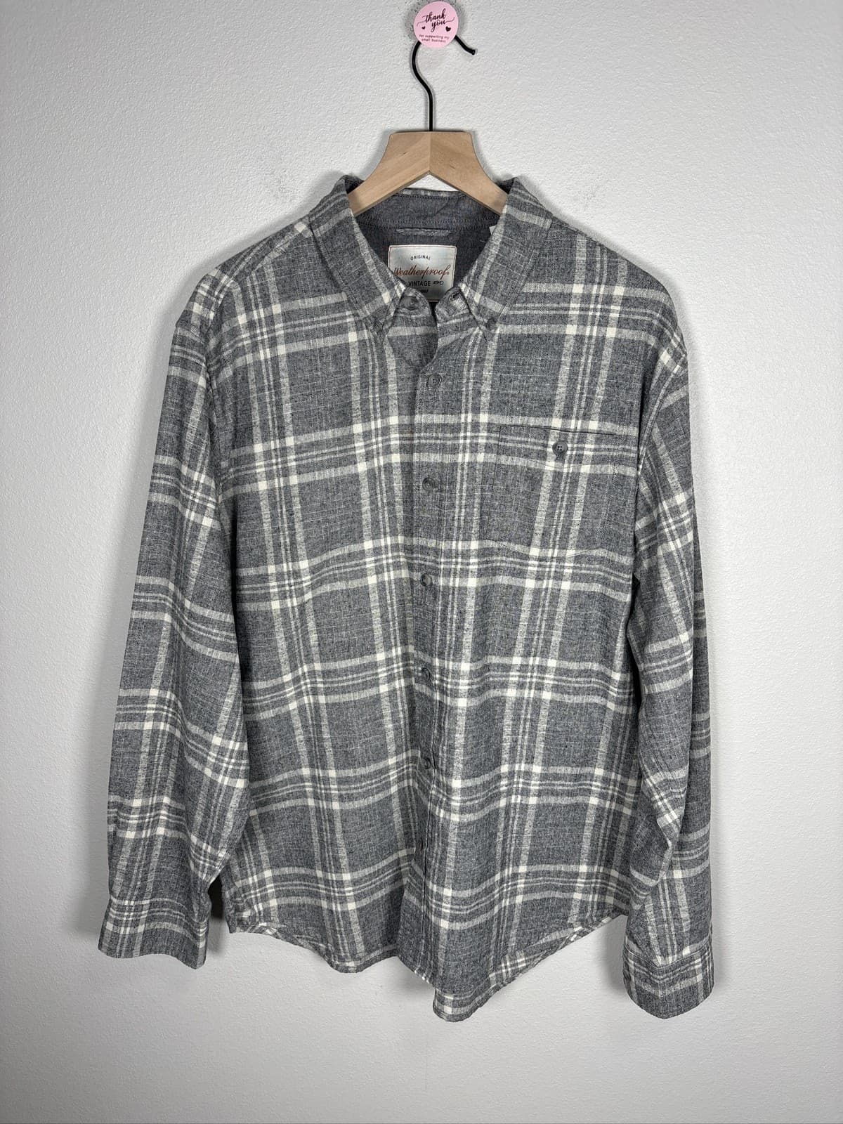Weatherproof Mens Plaid Flannel Button Down Long Sleeve Shirt Gray L