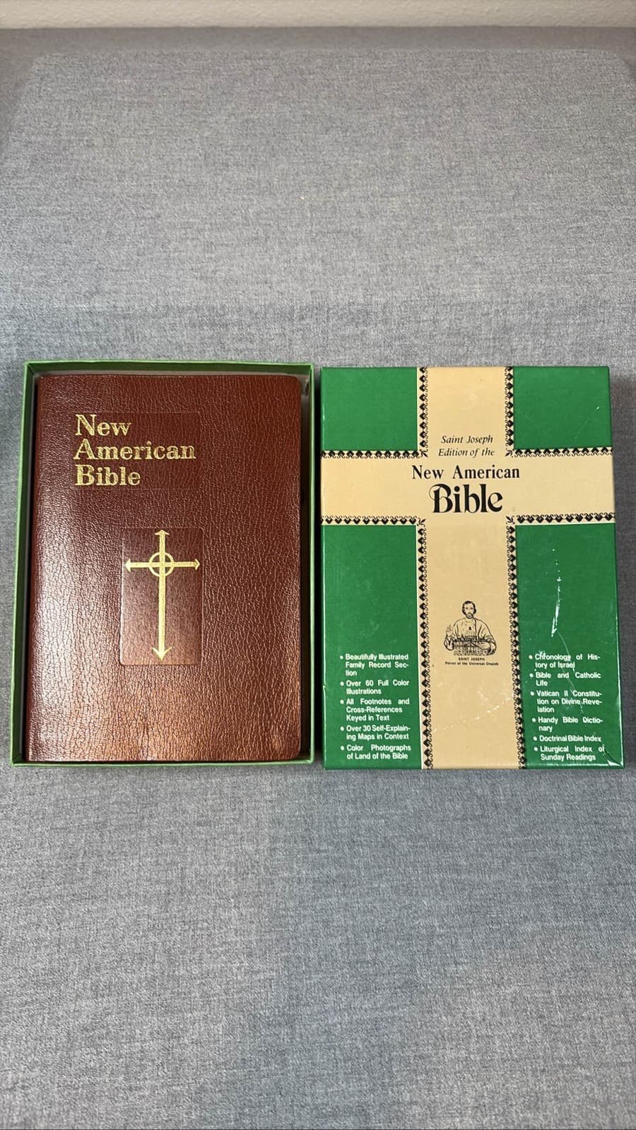 New American Bible Saint Joseph Ed. Brown Leather In Box