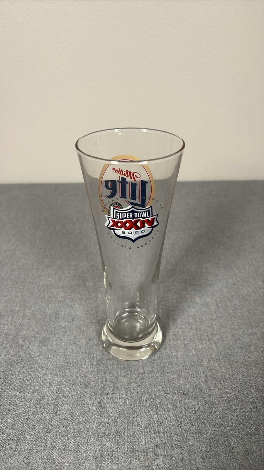 VTG Miller Lite Super Bowl XXXIV 34 2000 Pilsner Beer Glass Atlanta