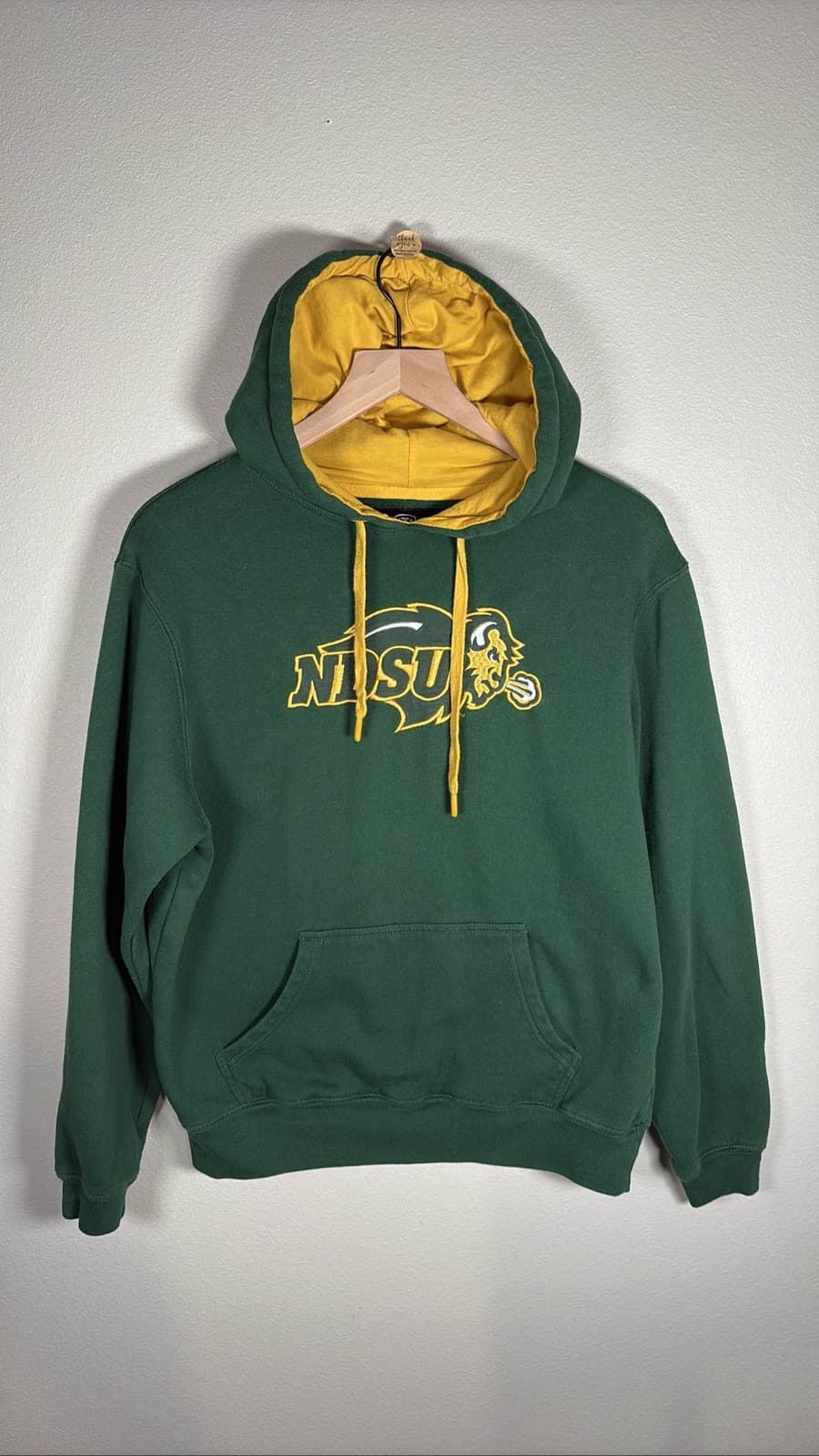 NDSU Bison Hoodie Pullover Unisex Green Yellow Size M