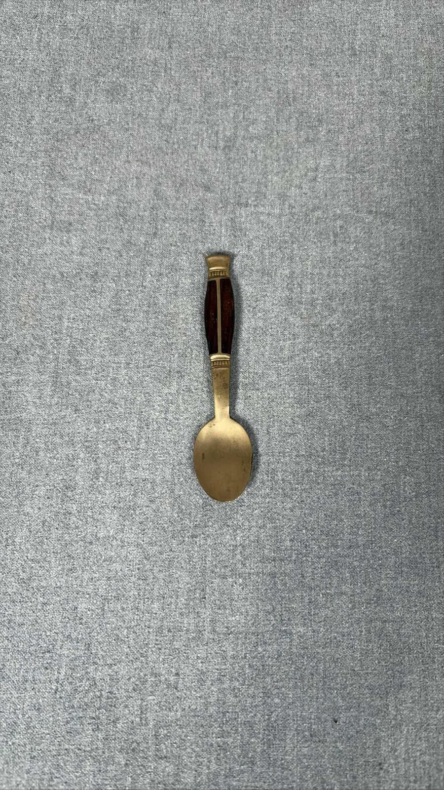 Vintage Thailand Bronze Wood Handle Demitasse Spoon Siam Mini Coffee