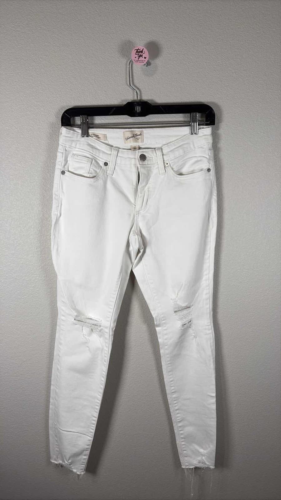 Universal Thread Women's White Distressed Skinny Mid Rise Ankle Jeans Size 0