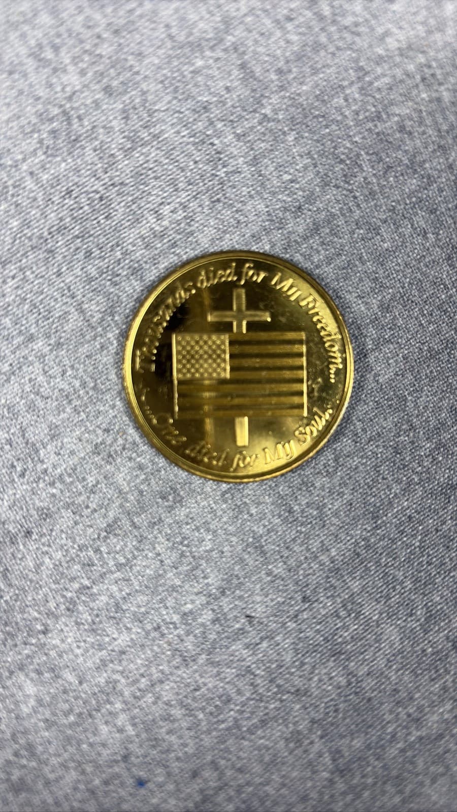 Christian American Flag Challenge Coin Thousands Died One Died For My Soul Gold