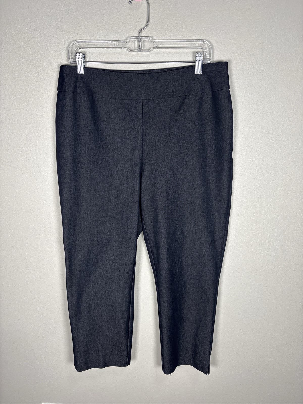 Chico's So Slimming Brigitte Crop Pants Women's Stretch Pull-On Dark Gray SZ 12