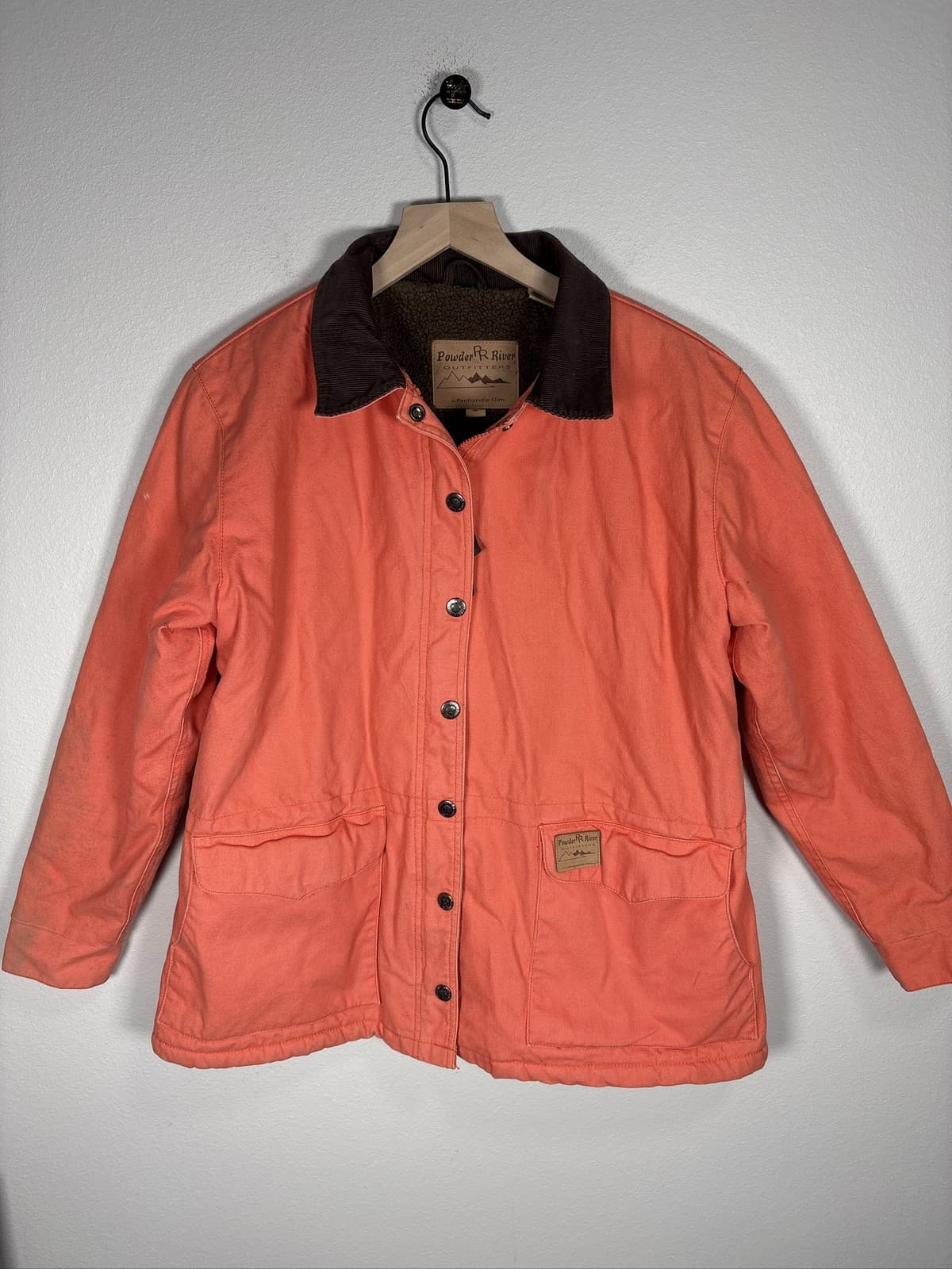 Powder River Outfitters Womens Canvas Barn Jacket Peach Sherpa Lined M