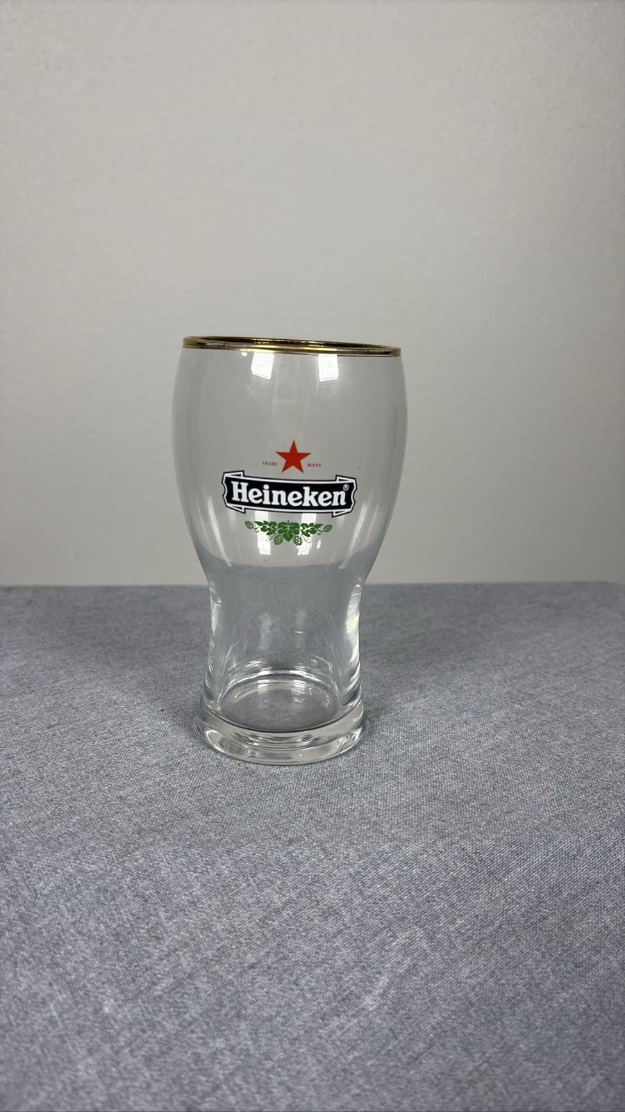 Heineken Beer Glass Gold Rim Red Star Logo Barware Pilsner